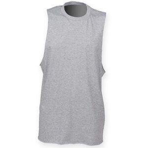Skinnifit Mens High Neck Slash Armhole Vest / Heather Gray